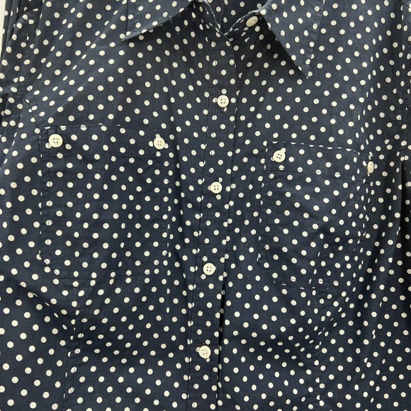 Jones New York Sport Woman Polka Dot Navy Blue White Blouse Long Sleeve 2XL - Picture 7 of 9